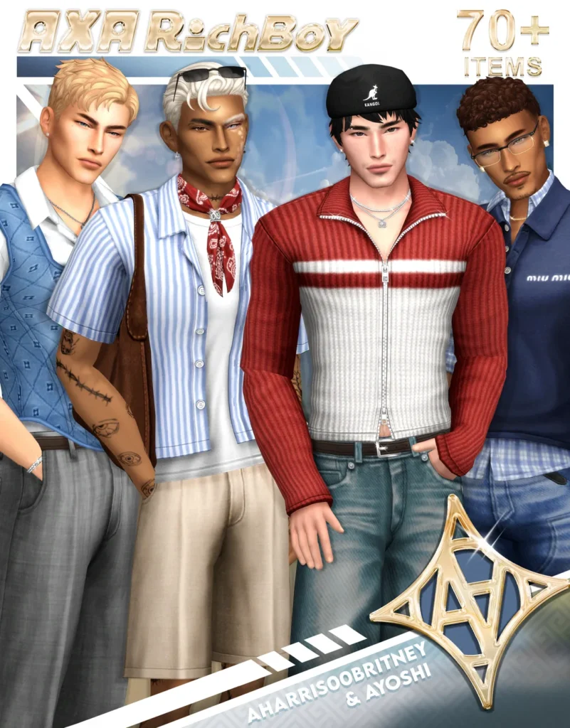 AxA Richboy: refined luxury clothing and accessories for The Sims 4