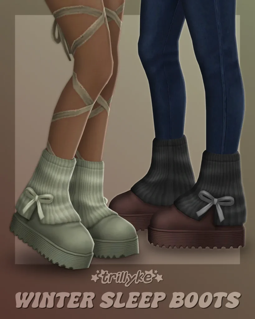 Sims 4 CC — Winter Sleep Boots by Trillyke for The Sims 4 | Sims CC Finds — imagen 2