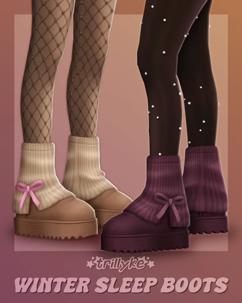 Sims 4 CC — Winter Sleep Boots by Trillyke for The Sims 4 | Sims CC Finds — imagen 4