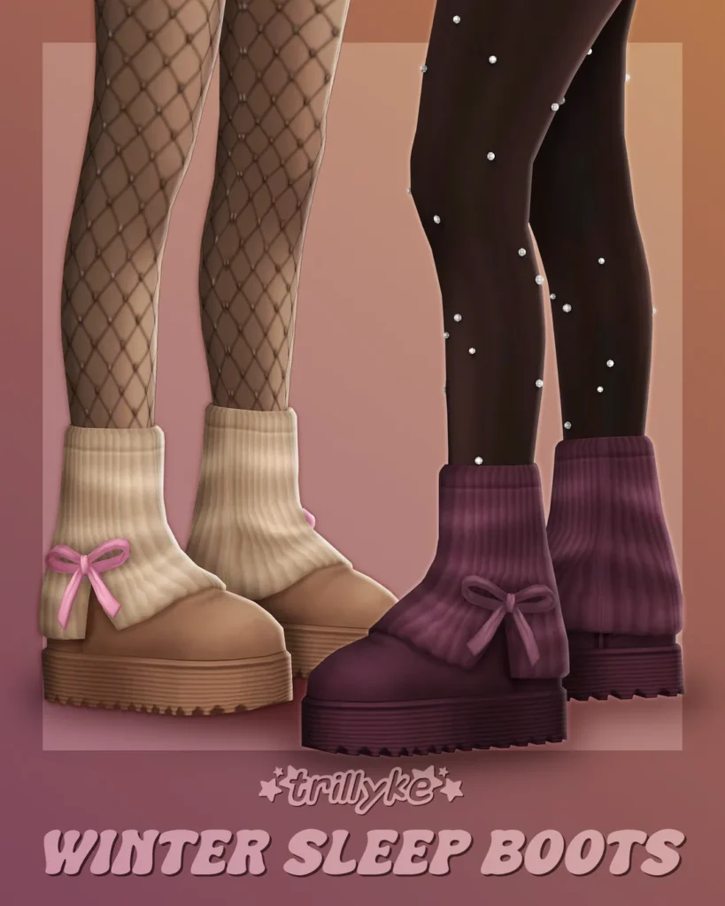 Winter Sleep Boots: cozy ugg-style platform boots for The Sims 4