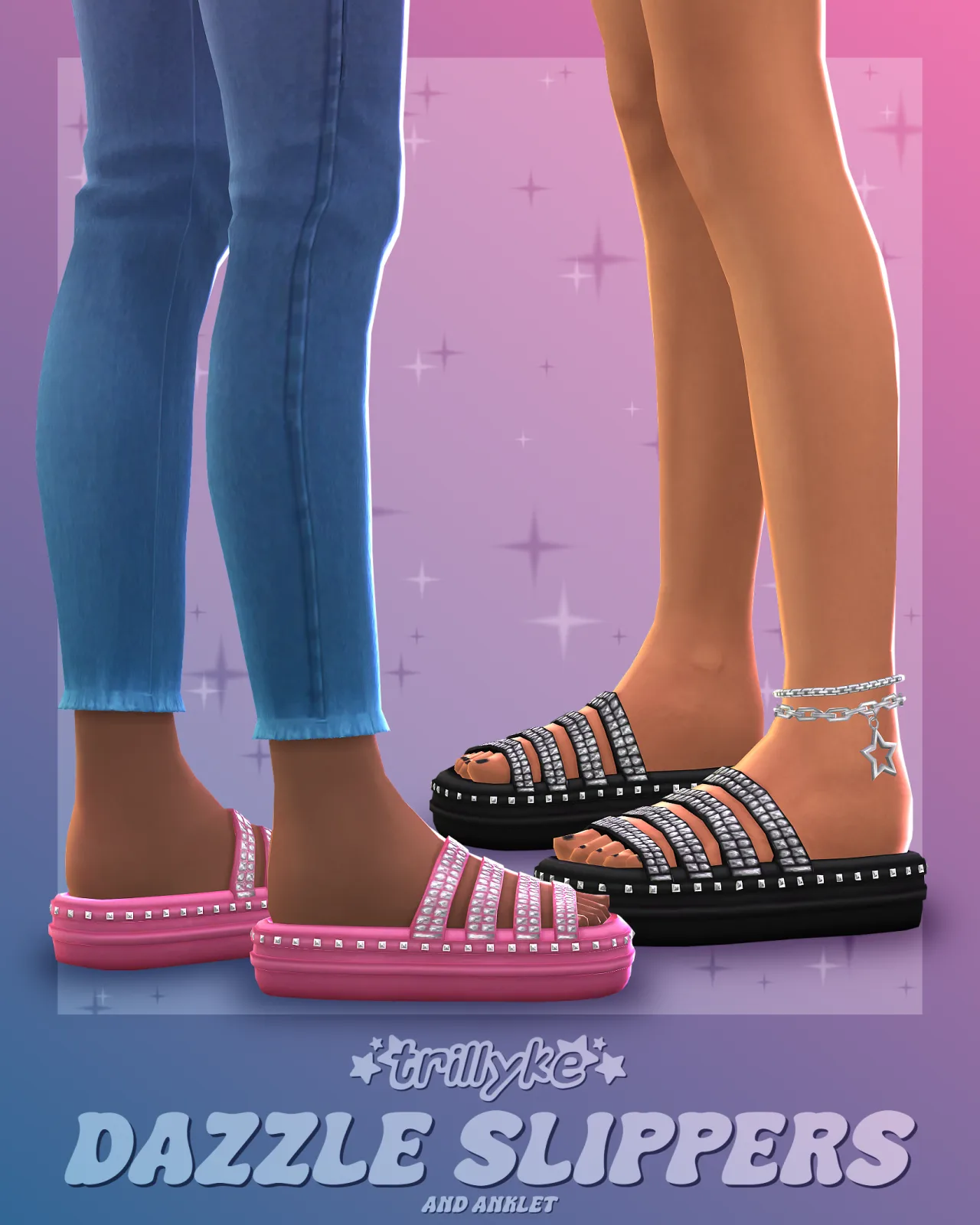 Dazzle Slippers & Anklet: slippers and anklet for The Sims 4
