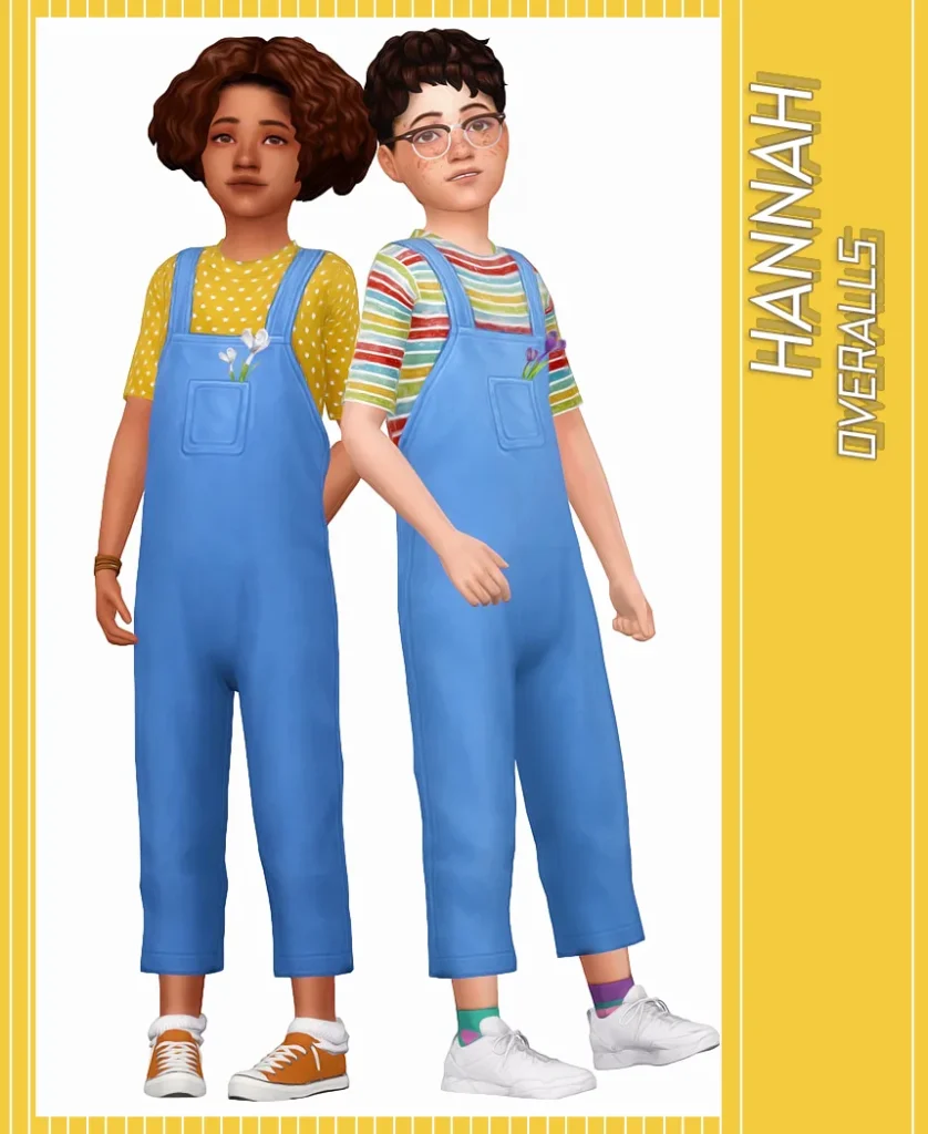 HANNAH OVERALLS: Unisex full-body overalls CC for The Sims 4