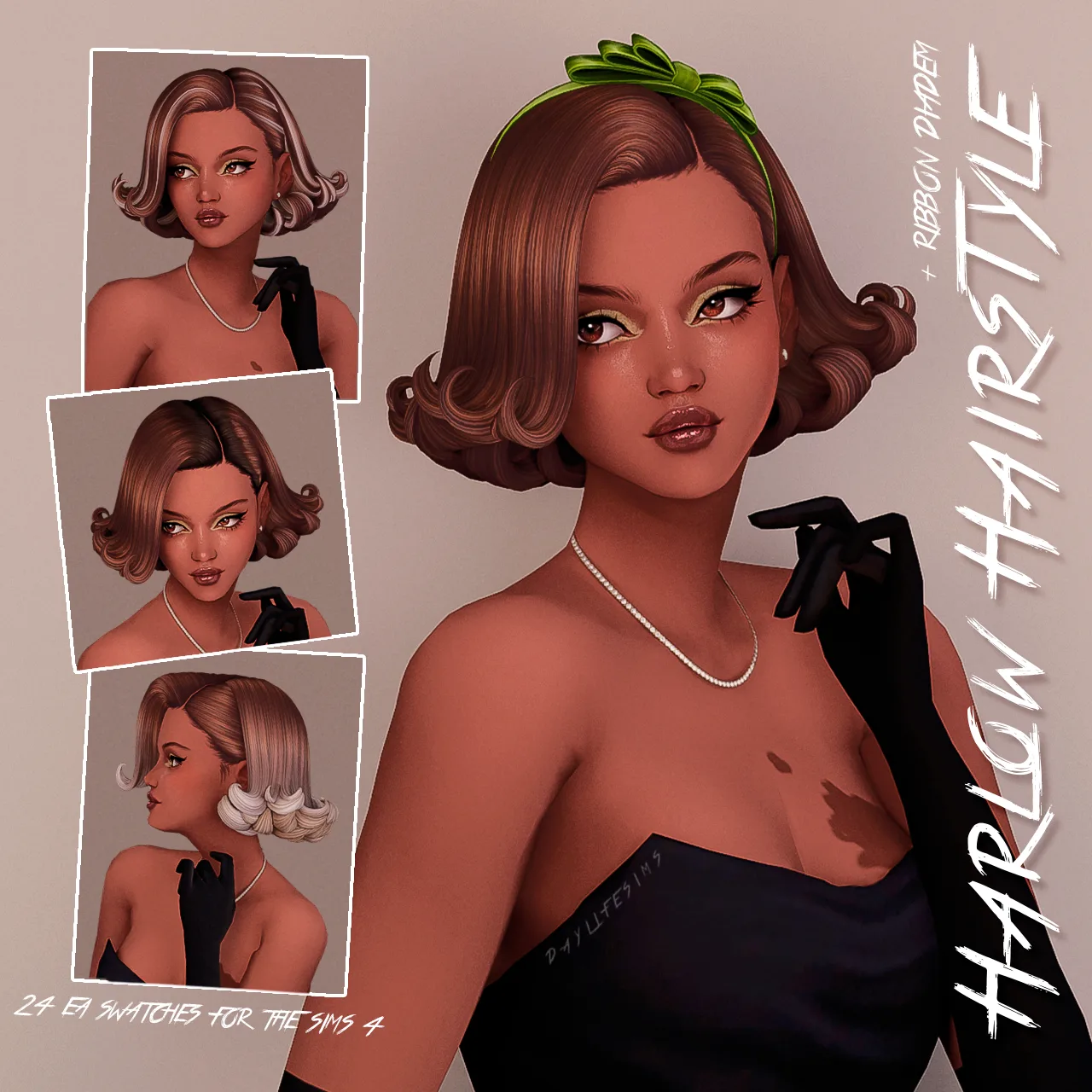 HARLOW HAIRSTYLE: new maxis-match hair with diadem for The Sims 4