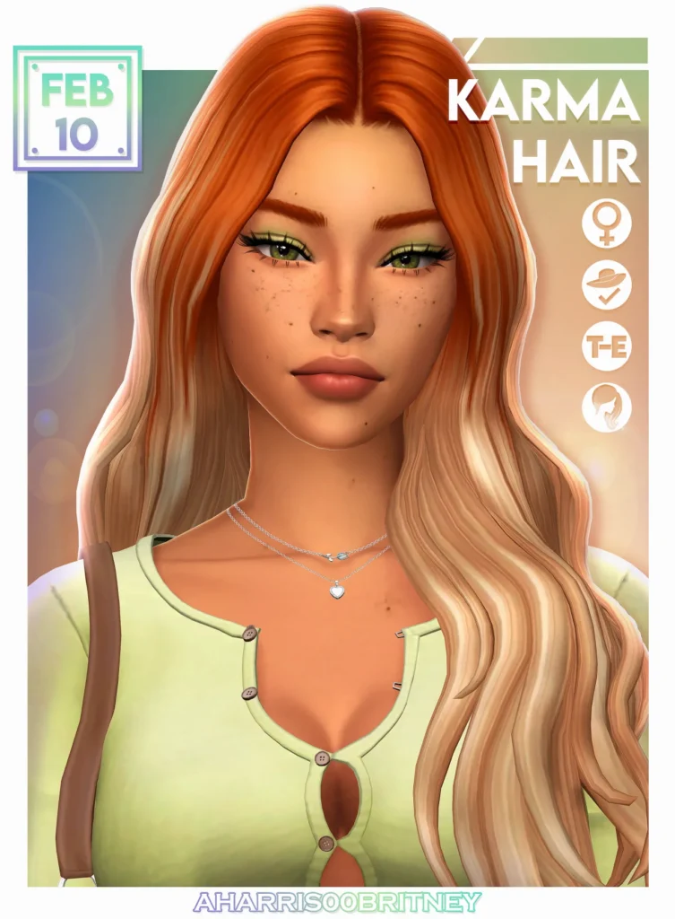 Karma Hair: Hair for The Sims 4 (24 EA colors) by aharris00britney