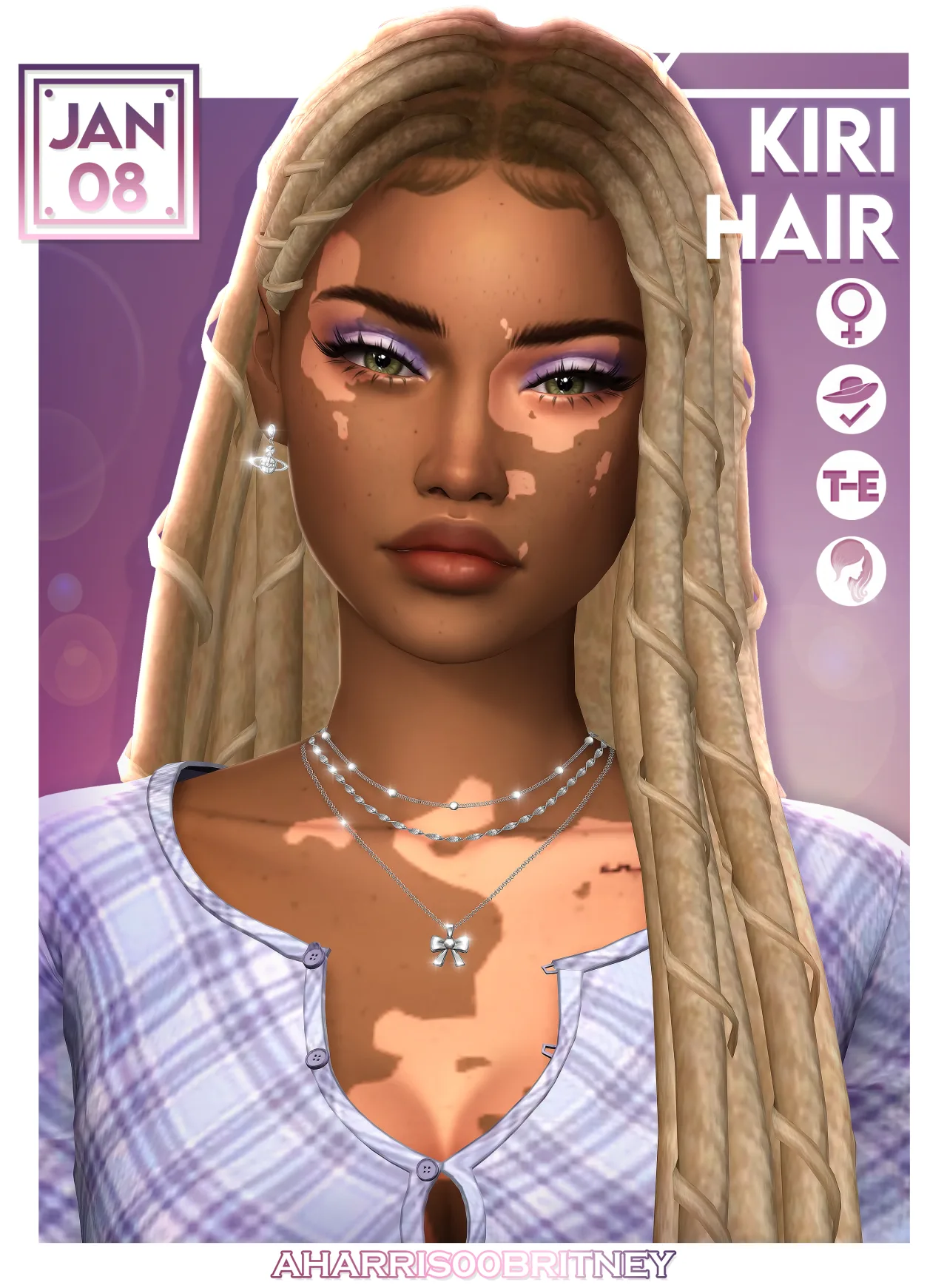 Kiri Hair: Hair for The Sims 4 by aharris00britney, 3 versions & ombre colors