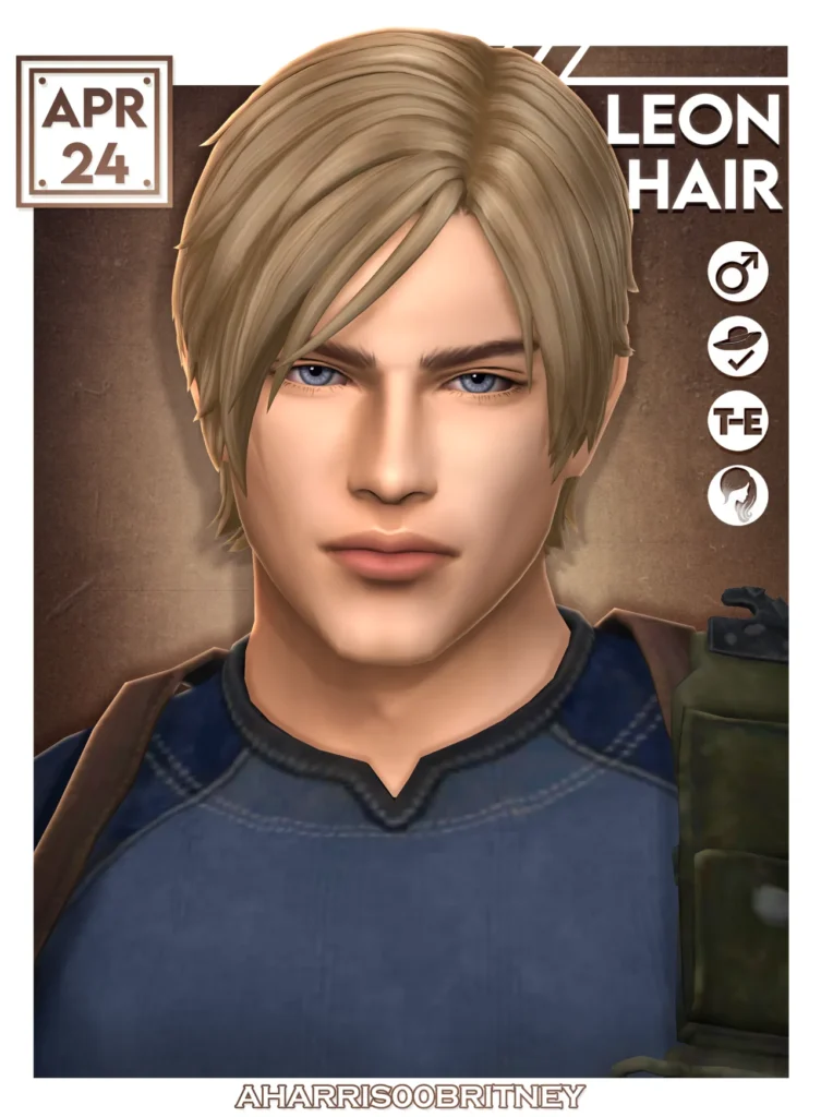 Leon Hair: 3-version hair for The Sims 4