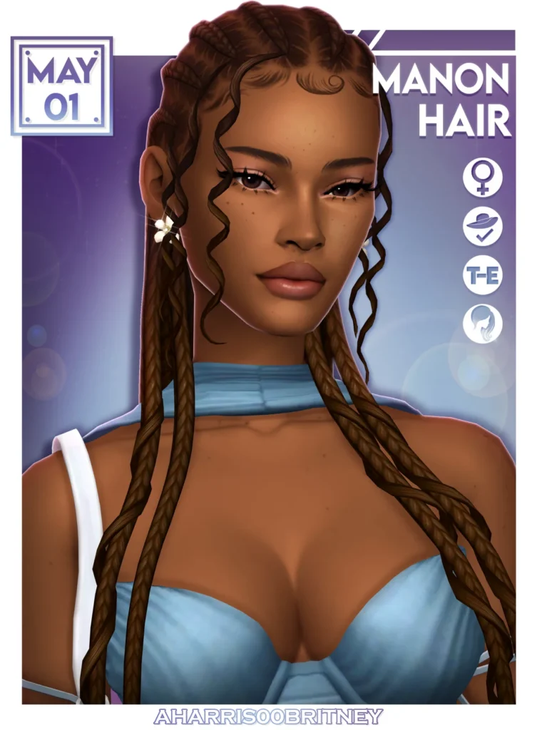 Manon Hair: Cornrow hairstyle for The Sims 4