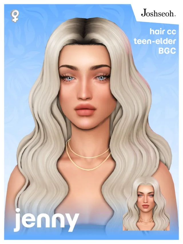 Jenny Hair: basegame feminine hair with root overlay for The Sims 4