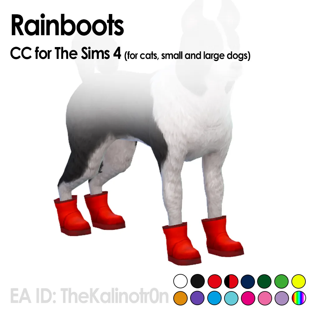 Rainboots: rainboots for cats and dogs in The Sims 4 by Kalino