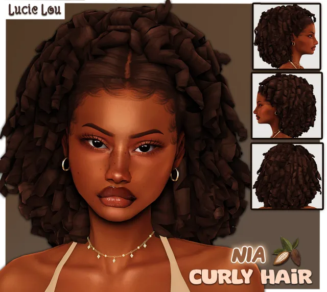 Nia Curly Hair: Curly hair for The Sims 4 by LucieLouSims