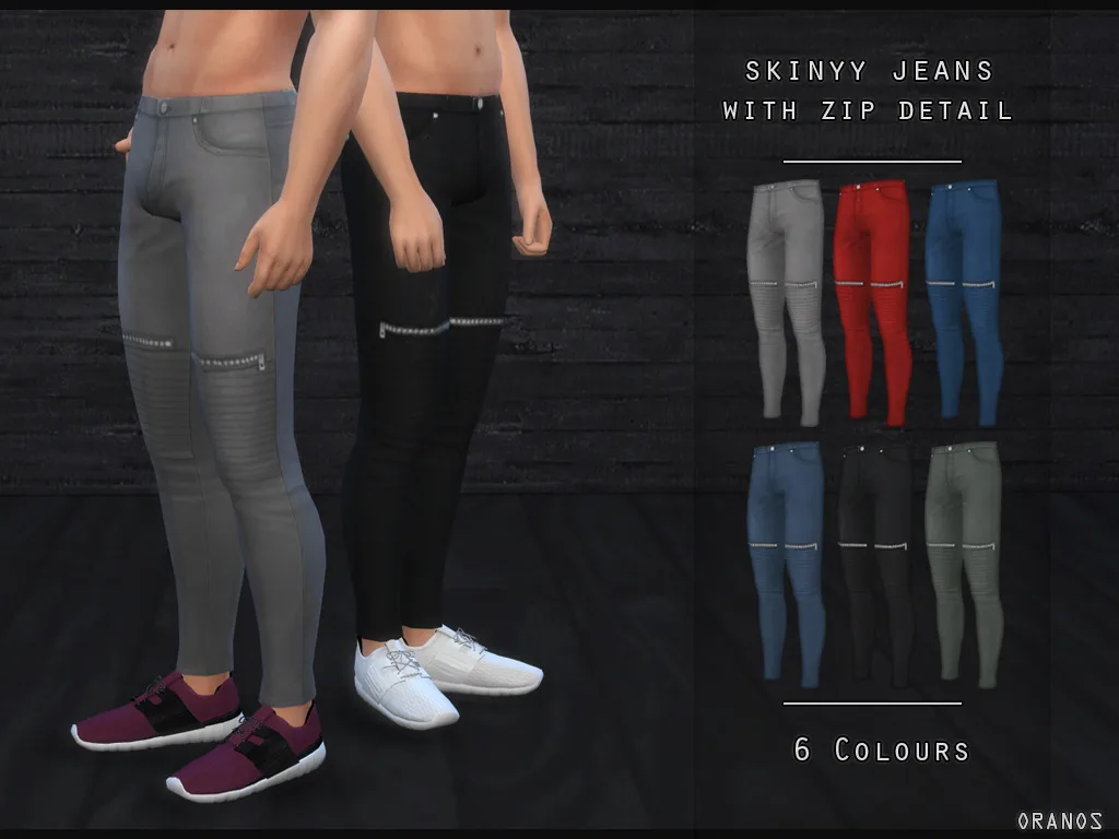 Skinny Jeans With Zip Detail: male skinny jeans for The Sims 4 by oranos