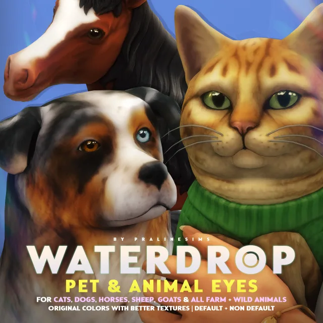 WATERDROP Pet & Animal Eyes: eye textures for The Sims 4