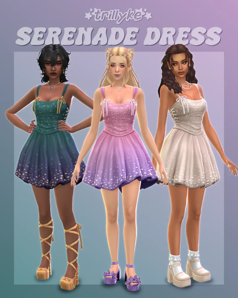 Serenade Dress: Mini dress for The Sims 4