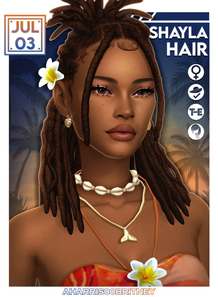 Shayla Hair: female-converted hairstyle for The Sims 4
