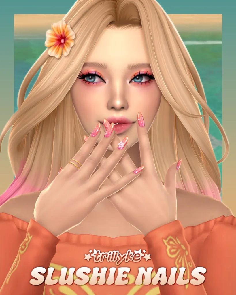 Slushie Nails: shiny nail set for The Sims 4