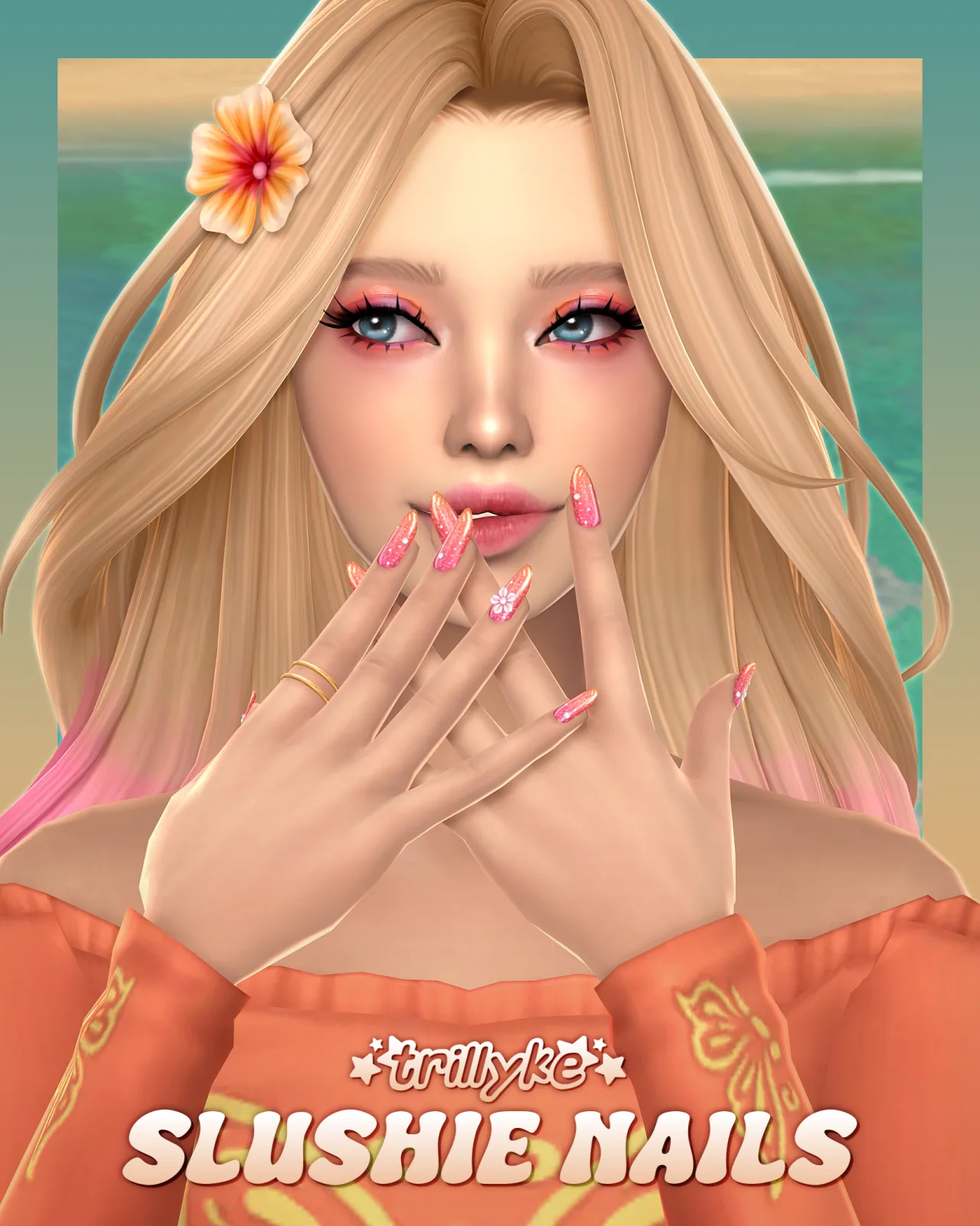 Slushie Nails: shiny nail set for The Sims 4