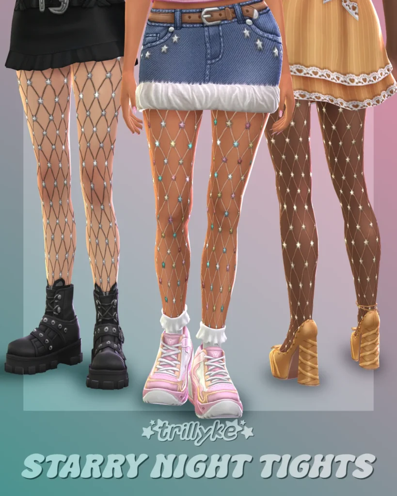Starry Night Tights: fishnet tights for The Sims 4