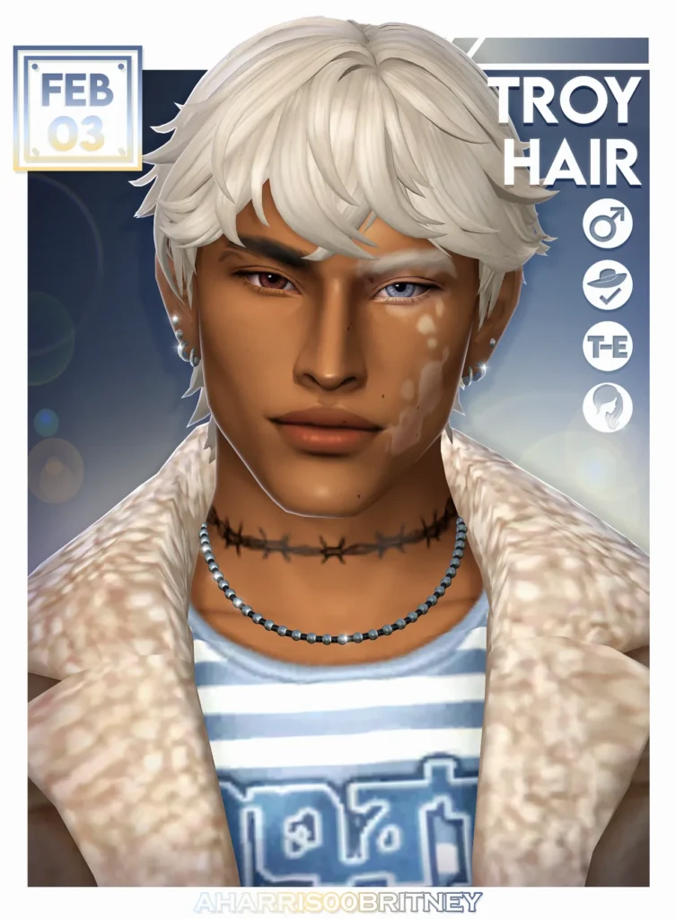 Troy Hair: male and female hair for The Sims 4