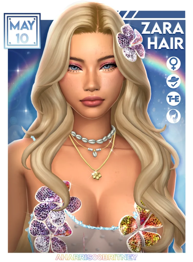 Zara Hair: hairstyle for The Sims 4
